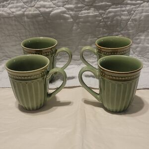 Gibson Regent Park Green and brown Ceramic Mug Set of 4 Excellent condition